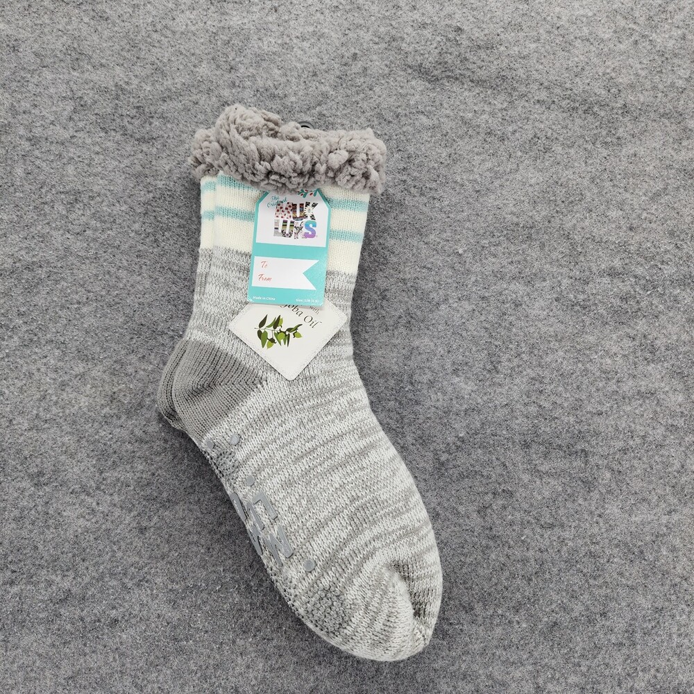 Muk Luks Slipper Socks Womens S/M Gray Jojoba Oil